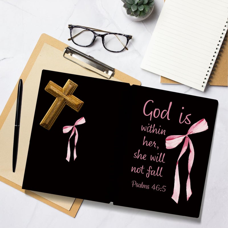 WLIANG Preppy Pink And Black Bible Study Journals for Women, Coquette Pink Bow Spiral Bible Notebook for Note Taking, Cute Preppy School Supplies for Girls, Christian Girl Energy Journal 5.5 x 8.3 - Image 5